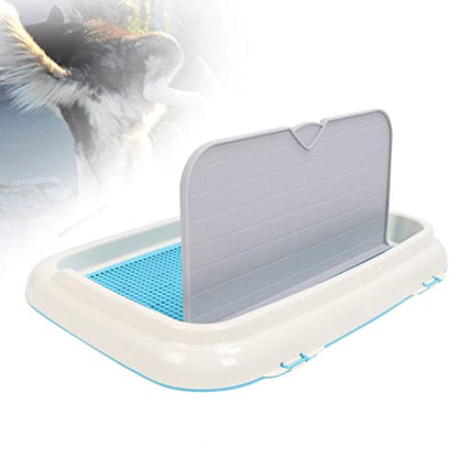 RiToEasysports Dog Potty Tray Indoor Toilet for Small to Medium Dogs Made of Plastic with Wall Cover Easy Clean 66 X 46.5 X 27.5cm (Blue)