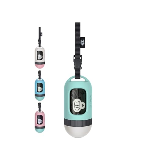 SVD.PET Dog Poop Bag Dispenser, Retractable Dog Waste Bag Holder for Leash, Pet Poop Bag Holder with 15 Bags, Dog Walking Accessory (Jade/White) - color: Jade/White