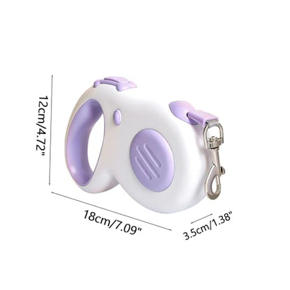 Retractable Dog Leash 5M, Automatic Pet Walking Lead with Hand Brake Lock, 360° Swivel No Tangle, Anti Shock Control for Small Medium Dogs Cats - color: Purple