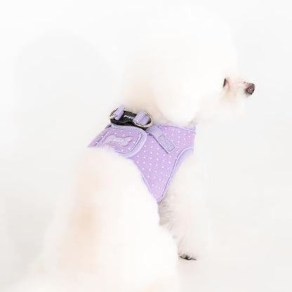 Puppia Dotty Dog Vest Harness B (Step-in) Fashionable Polka Dot Pattern Spring Summer Harness for Small Dogs, Violet, Large - color: Violet, size: Large