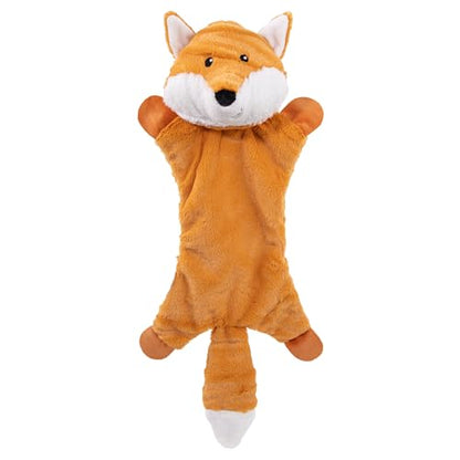 Fuzzl Freddy Fox Crinkle & Squeak Dog Toy – Low Stuffing Soft Plush Puppy Toy – Interactive Squeaky Dog Toy for Small to Medium Dogs – Crinkly Fox Toy for Shaking, Tossing & Snuggling - style: Freddy Fox
