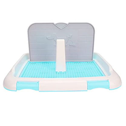 Dog Toilet Pad, Reusable Indoor Potty Tray with Dry Paw Drainage and Removable Wall for Small Apartment Plastic Blue 18.3 x 13.9 x 9.3 in 1 Pack