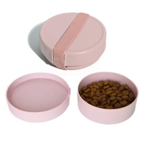 Barkin’ Trails Travel Dog Bowls, Portable Outdoor Water, BPA-Free Water Bowl Set, Food Grade Plastic Dog Travel Bowl, Dog Camping Essentials, Travel Container - color: Blush
