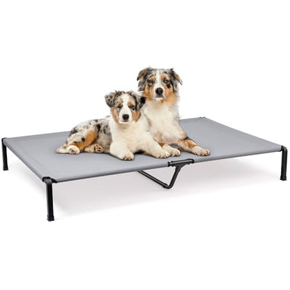 Heeyoo Elevated Dog Bed, Cooling Raised Pet Cot with Chew Proof Mesh Fabric and Steel Frame, Portable Dog Cot Bed with No-Slip Rubber Feet, 60 in - color: Grey, size: 60"L x 37"W x 8"H