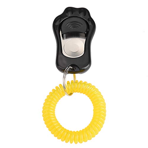Adjustable 3 Gears Pet Dog Training Clicker Paw Shaped with Wrist Strap for Cats Birds(Black) - color: black