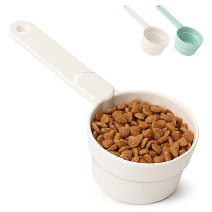 ComSaf Dog Food Scoop 1/2 Cup - MSBC Melamine Pet Food Scoop Measuring Cup for Dog Cat Ferret Rabbit Bird Food, Half Cup Scoop Food-Grade Pet Feed Scoops with Handle, Dishwasher Safe, White - color: White, size: 1/2 Cup