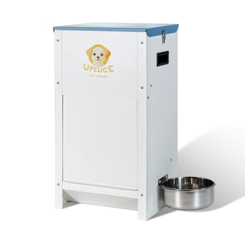 Dog Feeder - 25 lbs Heavy Duty Pet Feeder Automatic Dog Food Station Pet Lodge Galvanized Steel for Medium and Large Dog Outdoor Use (Assembly Required)