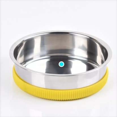 Anti-Slip Stainless Steel Pet Bowl for Dogs & Cats, Yellow