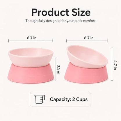 DZXZY French Bulldog Food Bowl, Slanted Tilted Pug Dog Bowl,Non-Slip Pet Feeder for Frenchie, Shih Tzu, Flat Faced Small Dogs, Puppies,Cat(Pink, M -2 Cup) - color: Pink, size: M -2 Cup