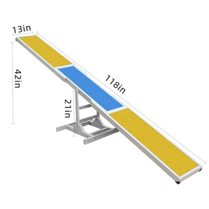 Dog Agility Seesaw - 118"x13"x21" Dog Agility Training Equipment for Backyard Obstacle Courses, Weather Resistant & 2-Level Height Adjustable