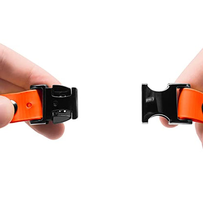 E-Collar Educator 1-Inch Quick Snap Bungee Dog Collar Strap, Orange | Fits FE-580, ET-800 & UL-1200 Receivers Only, 33" Trim-to-Fit, Waterproof, Biothane Collar - color: Orange