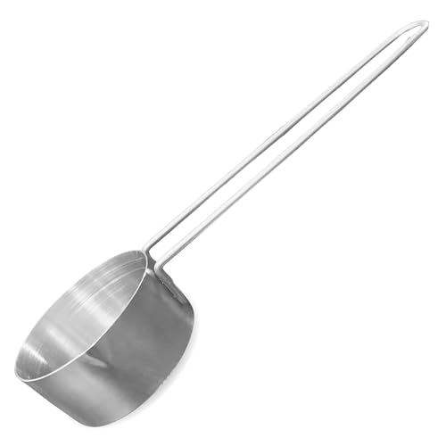 1/3 Cup Stainless Steel Measuring Cup, Long 6" Wire Loop Handle and Pour Spout | Sturdy Metal 80 ml | 80 cc | 3 oz | Single Cup for Wet and Dry Ingredients | Great for use as 1/3 Cup Dog Food Scoop - size: 1/3 Cup Long Handle