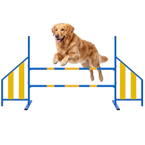 Seenelling Agility Wing Jumps with Bar Dog Training Hedge Metal Frame Adjustable Pet Hurdles Jump Bars High Stability for Indoor Outdoor Dog Pet Agility Course Game