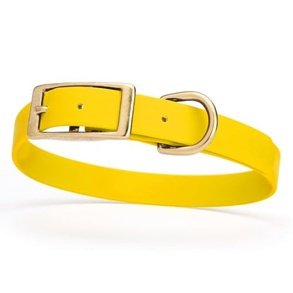 Viper Biothane Heavy Duty Waterproof Dog Collar Strong Coated Nylon Webbing w/Solid Brass Hardware Odor-Proof for Easy Care to Clean High Performance Fits Small Medium or Large Dogs, Lemon Yellow