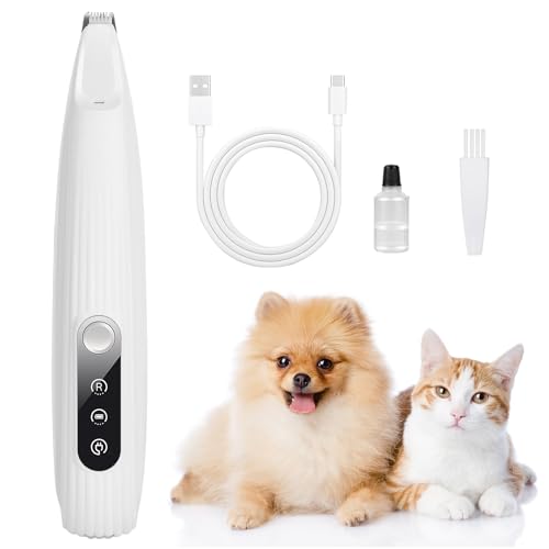 Dog Paw Trimmer,Dog Grooming Clipper for Paws, Pet Hair Clippers,LED Light Cordless Type-C Rechargeable Low Noise,Cat Clippers for Paws, Ears, Face, Rump Suitable for Small Dogs and Cats