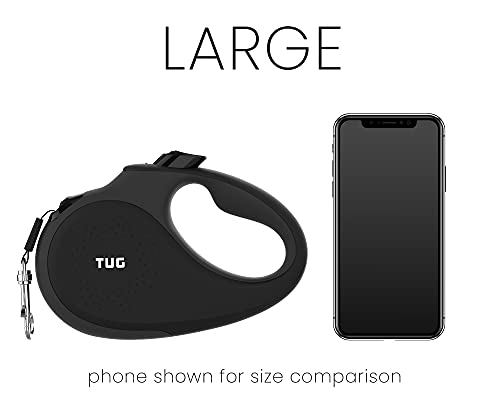 TUG Original Retractable Dog Leash, Anti-Slip, 16’ Tape (Large, Black/Grey) | Anti-Slip Handle, 16 ft Strong Nylon Tape, One-Handed Brake, Pause, Lock - color: Black/Grey, size: Large