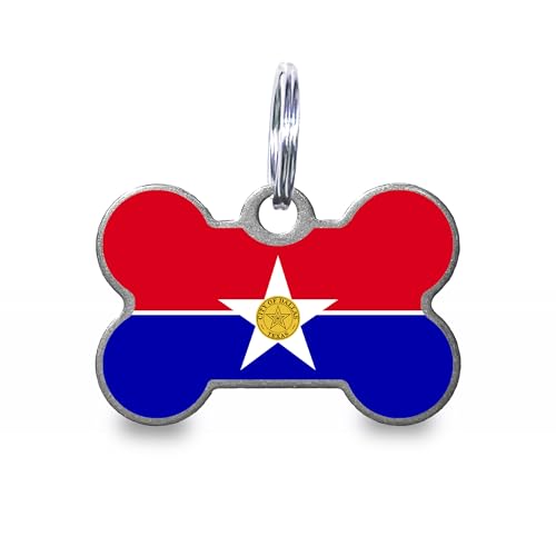 Dallas Flag Personalized Dog Tag Custom Engraved Stainless Steel Pet ID Tag with Silencer and Split Ring, Bone - color: Dallas Flag, size: Bone