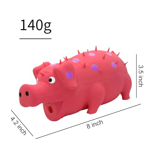 Andiker Dog Squeaky Toy, Dots Latex Dogs Chew Toys with a Oinks Sound Squeaker Grunting Pig Dog Toy Durable Self Play 8" Dogs Squeeze Toy for Dental Biting Chasing to Kill Boring Time (Pink) - color: Pink