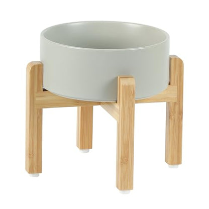 Havniva 7.3” Dog Bowls Elevated Ceramic Dog Food and Water Bowl Set, Double Raised Dog Water Bowl with Stand Non-Slip Rubber Base Large Capacity Feeding Pet Food Bowl for Medium Dogs - color: Matte Gray - Bowl+Stand, size: 7.3 Inch