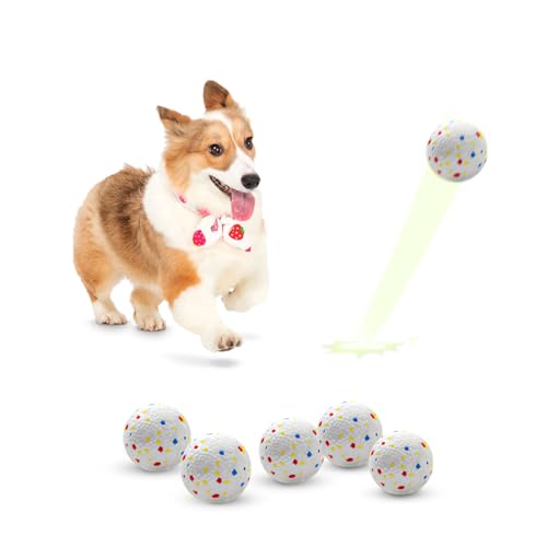 MEKAPLE Dog Toy Balls, 2.2 Inch Mini Durable Rubber Chewing Ball, Lightweight Interactive Fetch Ball for Small & Medium Dogs, Teeth Cleaning & Stress Relief Pet Toy 6 Pack - color: Multi Color Ball