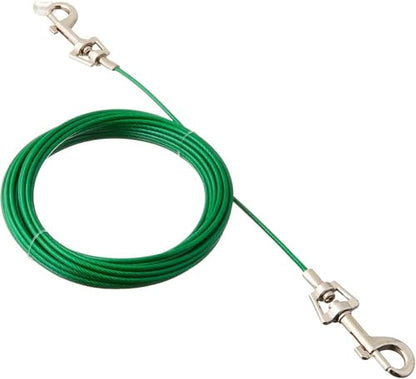 Rocky Mountain Goods Dog Tie Out Cable - Steel Tether Wire Dog Cable for Small Dogs up to 10 Pounds - 4 Swivel Points to Reduce Tangling - Strong Vinyl Coated - Easy Open Rotating Clips (20 Foot) - size: 20 Foot
