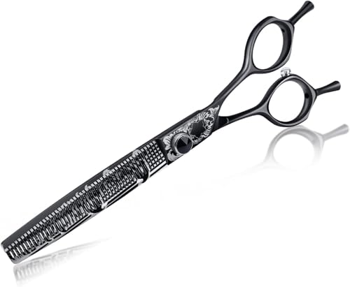 JASON 8 Inch Dog Thinning Scissors Ergonomic Pets Grooming Thinner Blender Shears Cat Trimming Texturizing with Offset Handle, Light Weight, Sharp, Safe, Comfortable, Stainless Steel - style: 60-teeth-Thinner