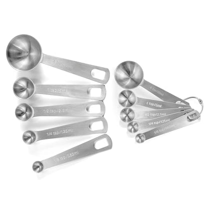husMait 10-Piece Stainless Steel Measuring Cups and Spoons Set - Heavy Duty Metal Liquid & Dry Measuring Tools with Engraved Imperial & Metric Markings - Stackable, Rust-Resistant, Dishwasher Safe - color: Measuring Cups & Spoons Set