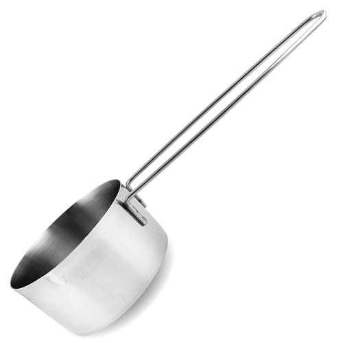 1 Cup Stainless Steel Measuring Cup, Long 6" Wire Loop Handle and Pour Spout | Sturdy Metal 250 ml | 240 cc | 8 oz | Single Cup for Wet and Dry Ingredients | Great for use as 1 Cup Dog Food Scoop - size: 1 Cup Long Handle