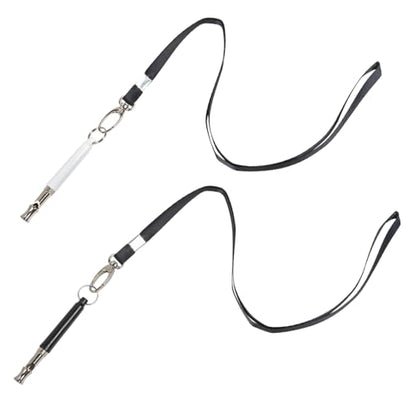Professional Dog Training Whistle Set, 2 Pack with Lanyards Ultrasonic Silent Recall Whistles Black and White