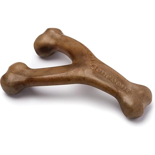 Benebone Wishbone Durable Dog Chew Toy for Aggressive Chewers, Real Bacon, Made in USA, Medium - size: Medium