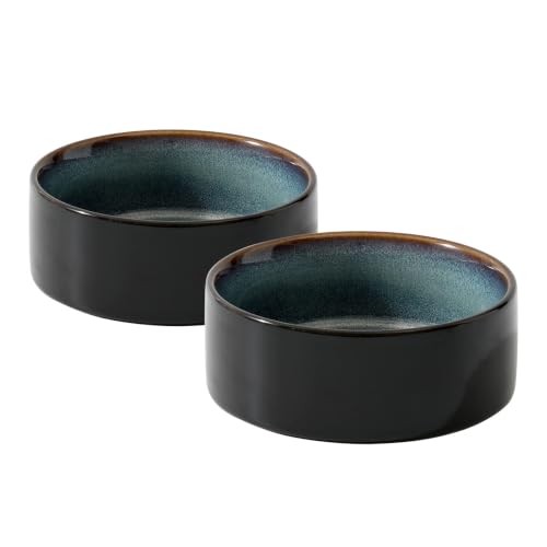 Havniva Cat Bowls Water Bowl Set of Two, 5.1” Ceramic Cat Food and Water Bowl Whisker Friendly Pet Food Bowls for Indoor Cats, Wide Cat Water Dish Prevent Whisker Fatigue Non Slip Cat Feeder - color: 2 x Bowl - Starry Sky, size: 5.1inch