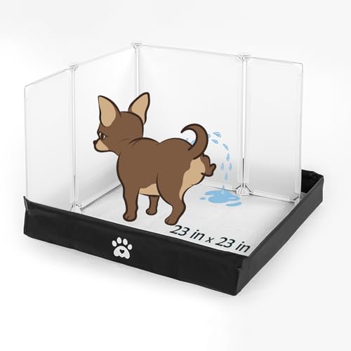 MEEXPAWS Dog Pee Pad Holder Foldable with Dog Litter Box Enclosure High Wall, Puppy Pad Holder Tray with DIY Splash Guard for 22’’x22’’ Pee Pads, Indoor Dog Potty for Small to Medium Dogs, Easy Clean
