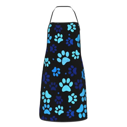 Dog Grooming Waterproof Apron with 2 Pockets, Cute Animals Puppy Dog Pets Apron - color: Blue