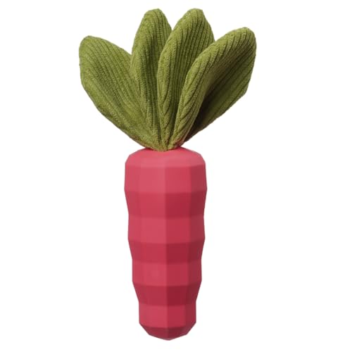 MewaJump Easter Toys Dog Squeaky Chew Toys for Aggressive Chewers, Rubber Carrot Dog Toys for Training and Cleaning, Durable Interactive Tough Dog Toy for Puppy Medium Dogs - color: carrot pink