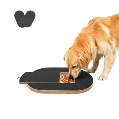 Dog Nail Scratch Board with Treat Drawer,Oval Solid Wood Dog Scratch Pad, Stress-Free Nail File Board Alternative to Clippers & Grinders, with 2 Replaceable Sandpapers for Small Medium Large Dogs - size: Oval-2 Repl Sandpaper