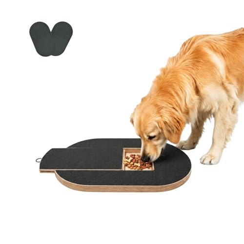 Dog Nail Scratch Board with Treat Drawer,Oval Solid Wood Dog Scratch Pad, Stress-Free Nail File Board Alternative to Clippers & Grinders, with 2 Replaceable Sandpapers for Small Medium Large Dogs - size: Oval-2 Repl Sandpaper