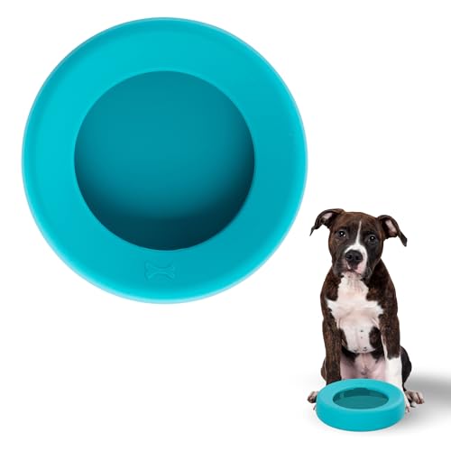 Messy Mutts Silicone Non-Spill Bowl | Dog or Cat Travel Necessity | Splash Less Food/Water Bowl for Pets | Slobber Stopper Water Bowl | 5.25 Cups (Blue) - color: Blue