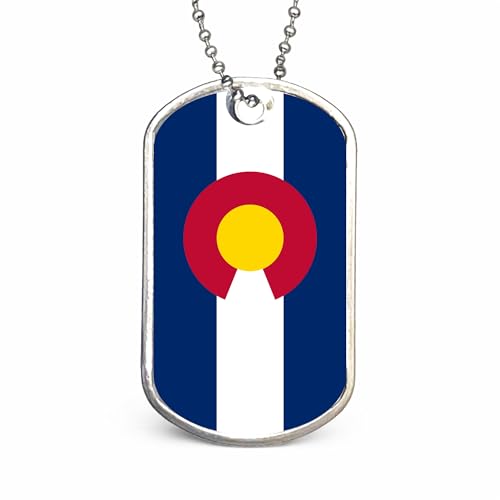 US States Flags Dog Tag Necklace, Custom Military ID Tags, Personalized Laser Engraved or Embossed Stainless Steel - style: Colorado Flag