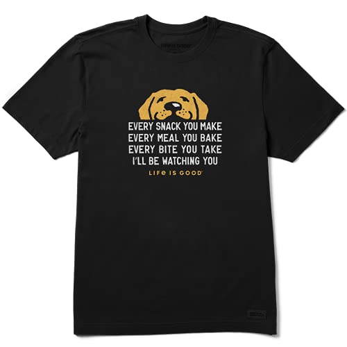 Life is Good. Mens Crusher Tee I'll Be Watching You, Darkest Blue - color: Jet Black, size: Medium