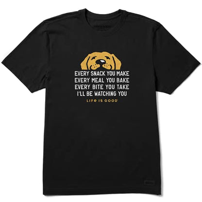Life is Good. Mens Crusher Tee I'll Be Watching You, Darkest Blue - color: Jet Black, size: XX-Large