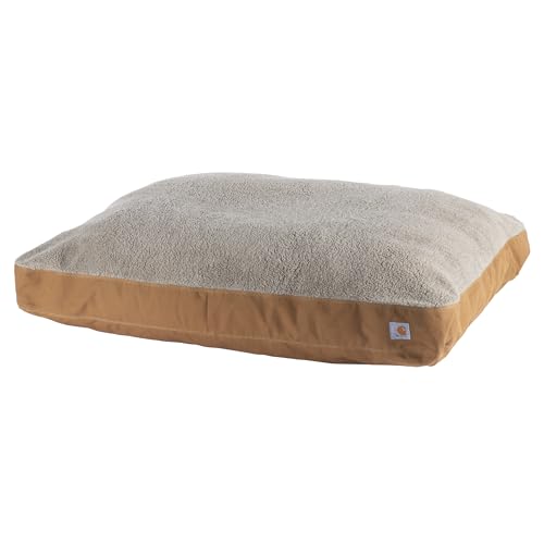 Carhartt Durable Canvas Pet Bed, Water Resistant Firm Duck Dog Bed, Carhartt Brown (Sherpa Top), Large - color: Carhartt Brown (Sherpa Top), size: Large