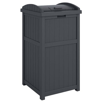 Suncast 3 Pack Trash Hideaway Refuse Container, Stylish Resin Outdoor Garbage Bin with Latching Lid, 30 to 33 Gallon Capacity, Cyberspace - color: Cyberspace, size: 3 Pack