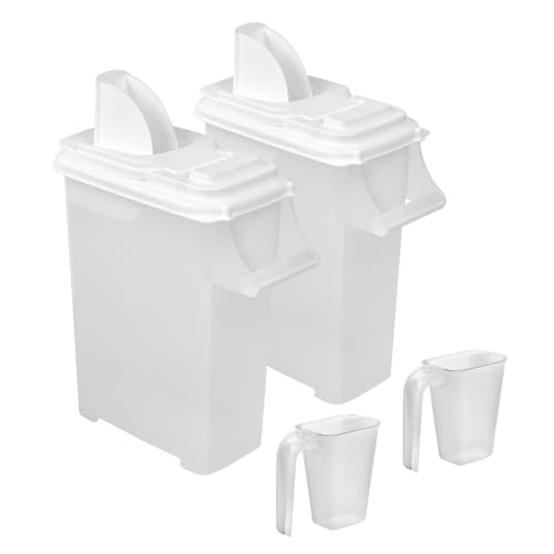 Buddeez Pet Food Storage Dispensers Plastic 4 Gallon - Airtight Flip Top for Freshness - Dry Dog Food, Cat Food or Bird Seed Plastic Containers (Set of 2) - color: White Lid, size: 2 Pack (16 Quart)