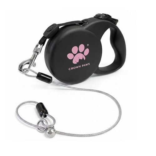 Chew Proof Retractable Dog Leash for Small Dogs up to 33lbs, 10ft Heavy Duty Dog Lead with Anti-Chewing Steel Wire Rope, Tangle-Free, One-Hand Brake & Lock, Black S - color: Black, size: Small