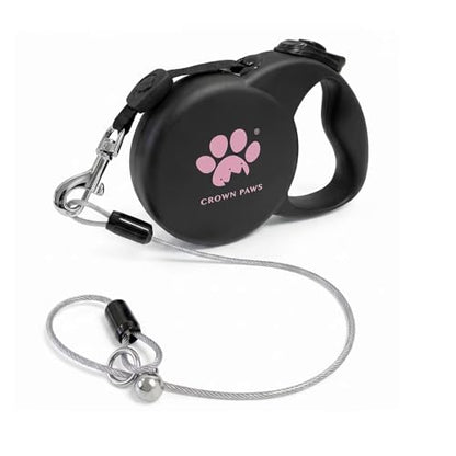 Chew Proof Retractable Dog Leash for Small Dogs up to 33lbs, 10ft Heavy Duty Dog Lead with Anti-Chewing Steel Wire Rope, Tangle-Free, One-Hand Brake & Lock, Black S - color: Black, size: Small