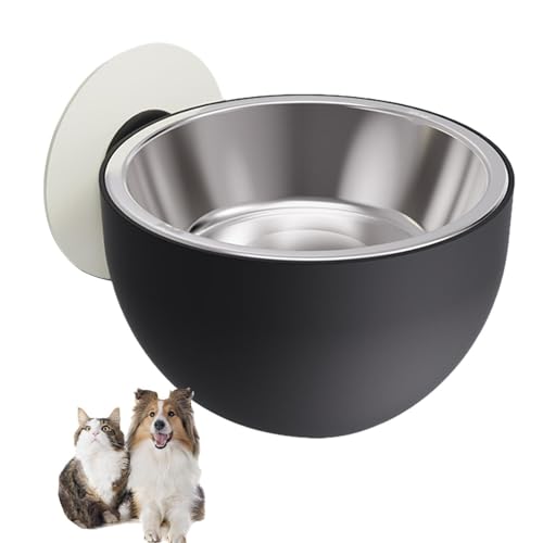 Elevated Cat Bowls - Elevated Pet Bowl Magnetic Dog Food Bowls, Cat Serve Ware | Black, White, Stainless Steel + PP Wall Mount Raised Puppy Food Bowl Dishwasher Safe for Pets Feeding - color: Black