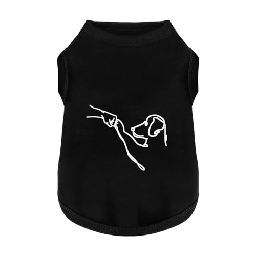 Discover Cozy Cotton Canine Wear: Lightweight, Breathable and Soft, Dog Shirt Vest with Eye-Catching Graphics(HIGH Five), Keeping Your Furry Friend Warm and Comfy! Black M - color: Black DOG, size: M-(8~11lb) | Back(~13.8")