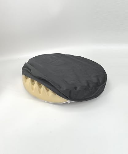 Waterproof Round Dog Bed Grey Velvet Orthopedic Egg Crate Foam Pad 30 Inch - size: 30 x 30 x 3"