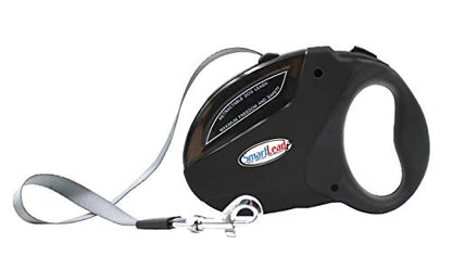 SmartLead Retractable, Reflective, Heavy-Duty 16-Foot Nylon Dog Leash, Tangle Free, Anti-Slip Brake Technology, Easy Grip Handle, Good for Dogs up to 110 Pounds – Black - color: Black