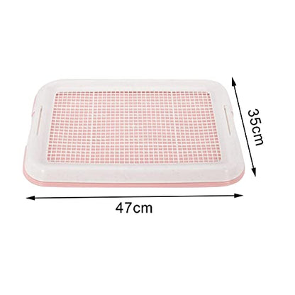 Dog Potty Toilet Training Tray Dog Potty Pan Removable Easy to Clean with Secure Latch Indoor Potty Trainer Corner for Small Dogs Puppies, Pink